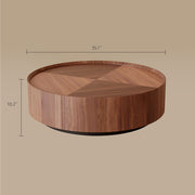 Round Wooden Coffee Table Modern Minimalist Design Large Storage Space